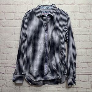 Robert Graham Gingham Check Flip Cuff Button Shirt Mens XL Preppy Classic Travel